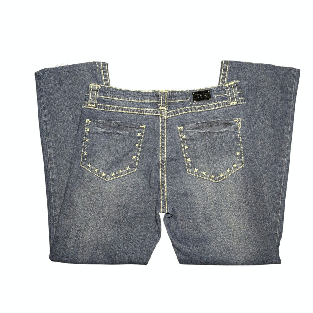 Iron Horse Jeans Size 8 Women's Cross Stitch Pockets Thick Stitch Bootcut Y2K